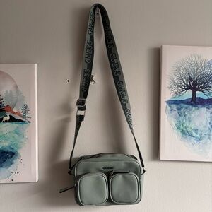 Guess Hailley Crossbody Bag with Adjustable Strap and Zip Closure Mint Green